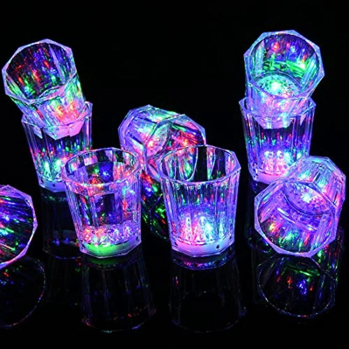 Świecące Kieliszki LED 6/12/24 szt. – Migające Szklanki Do Shotów Na Imprezę i Halloween